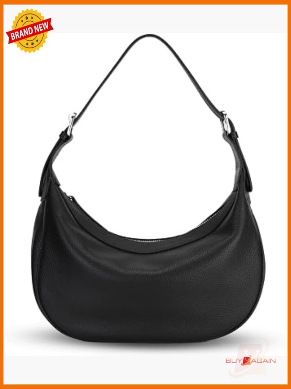 Genuine Leather Hobo Crossbody Bag with Two Adjustable Straps